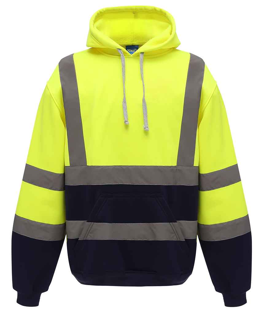 Yoko Hi-Vis Pull Over Hoodie - Yellow/Navy (YK031)