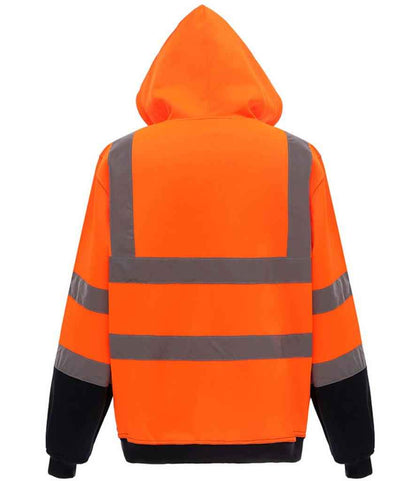 Yoko Hi-Vis Zip Hoodie - Orange/Navy (YK032)
