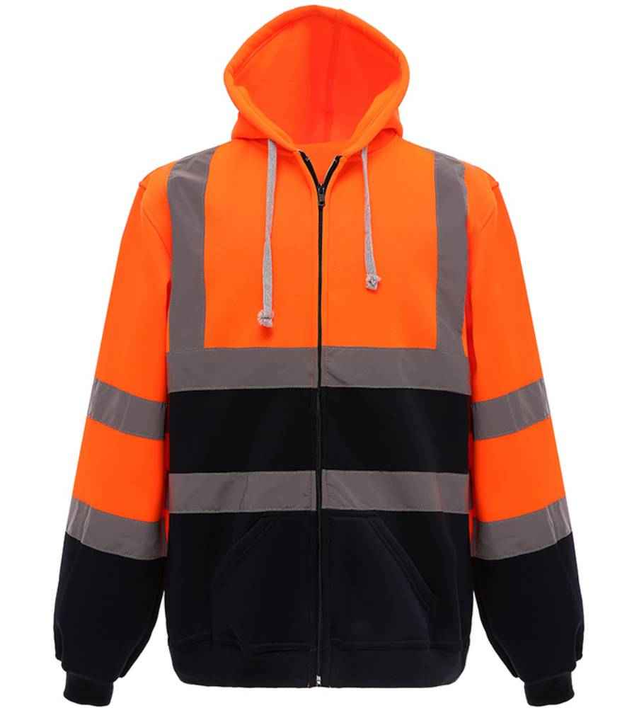 Yoko Hi-Vis Zip Hoodie - Orange/Navy (YK032)