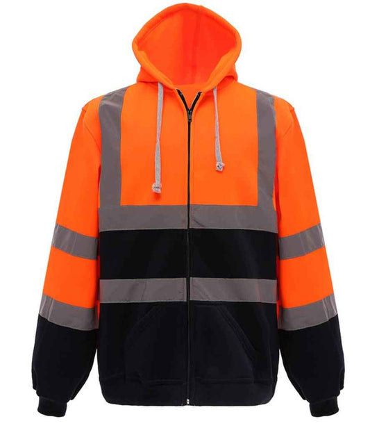Yoko Hi-Vis Zip Hoodie - Orange/Navy (YK032)