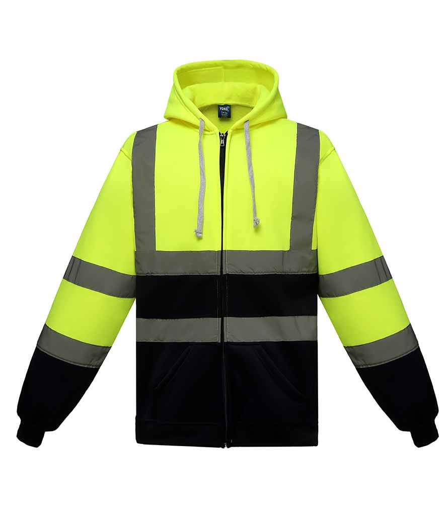 Yoko Hi-Vis Zip Hoodie - Yellow/Navy (YK032)