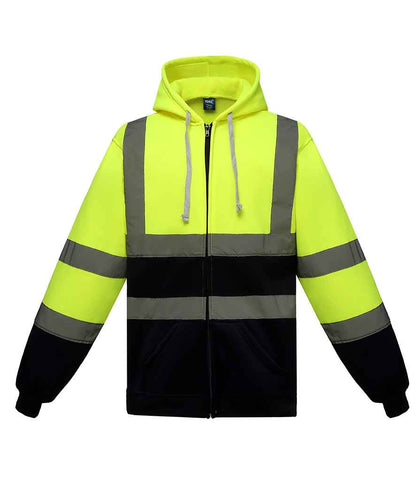 Yoko Hi-Vis Zip Hoodie - Yellow/Navy (YK032)