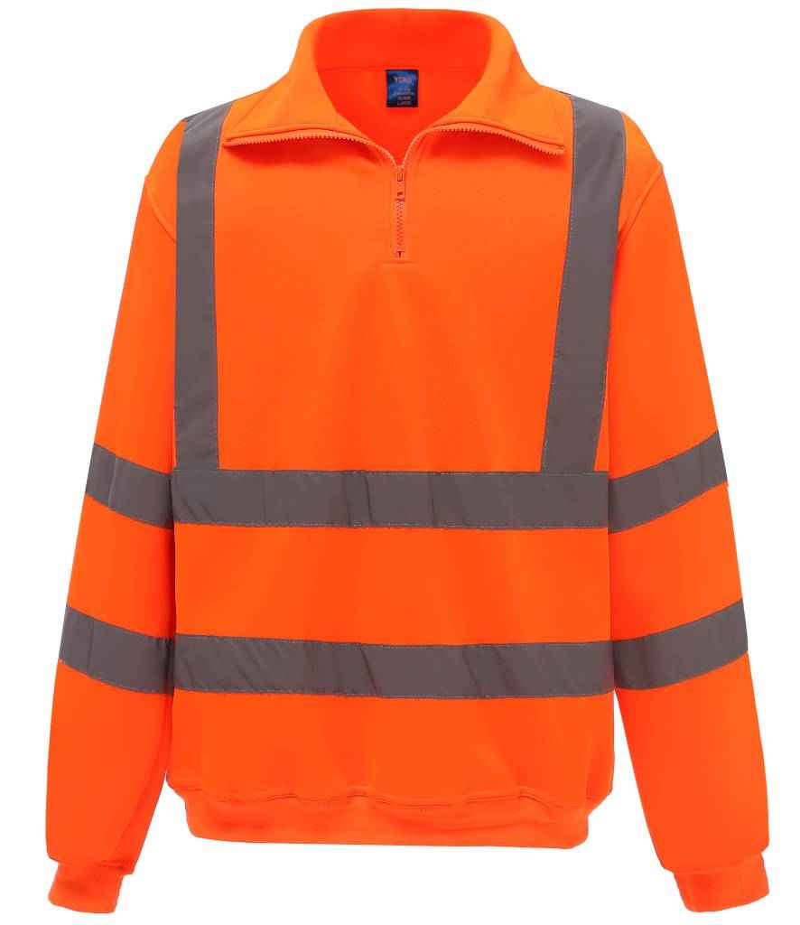 Yoko Hi-Vis Zip Neck Sweatshirt - Orange (YK033)