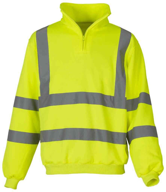 Yoko Hi-Vis Zip Neck Sweatshirt - Yellow (YK033)