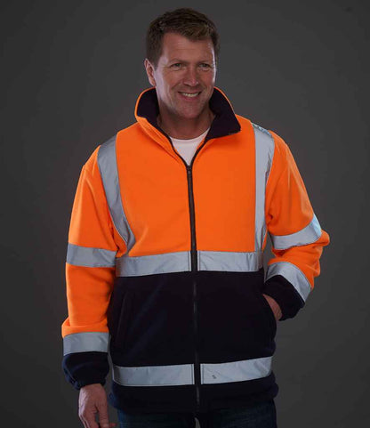 Yoko Hi-Vis Heavyweight Fleece Jacket - Orange/Navy (YK060)