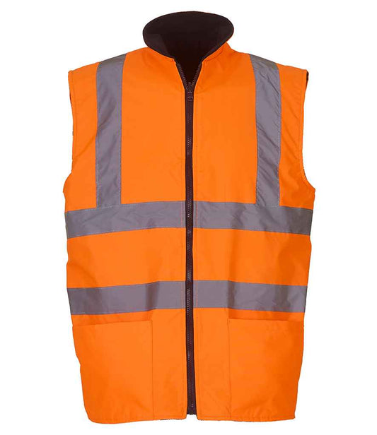 Yoko Hi-Vis Reversible Fleece Bodywarmer - Orange (YK061)