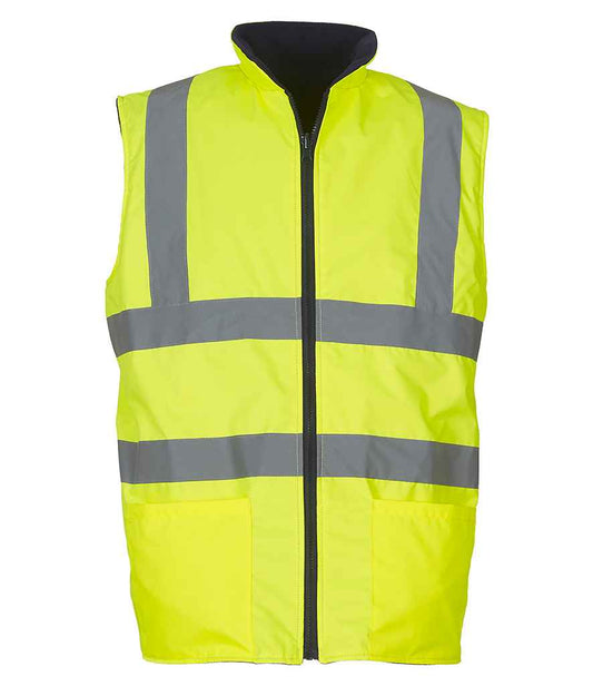 Yoko Hi-Vis Reversible Fleece Bodywarmer - Yellow (YK061)