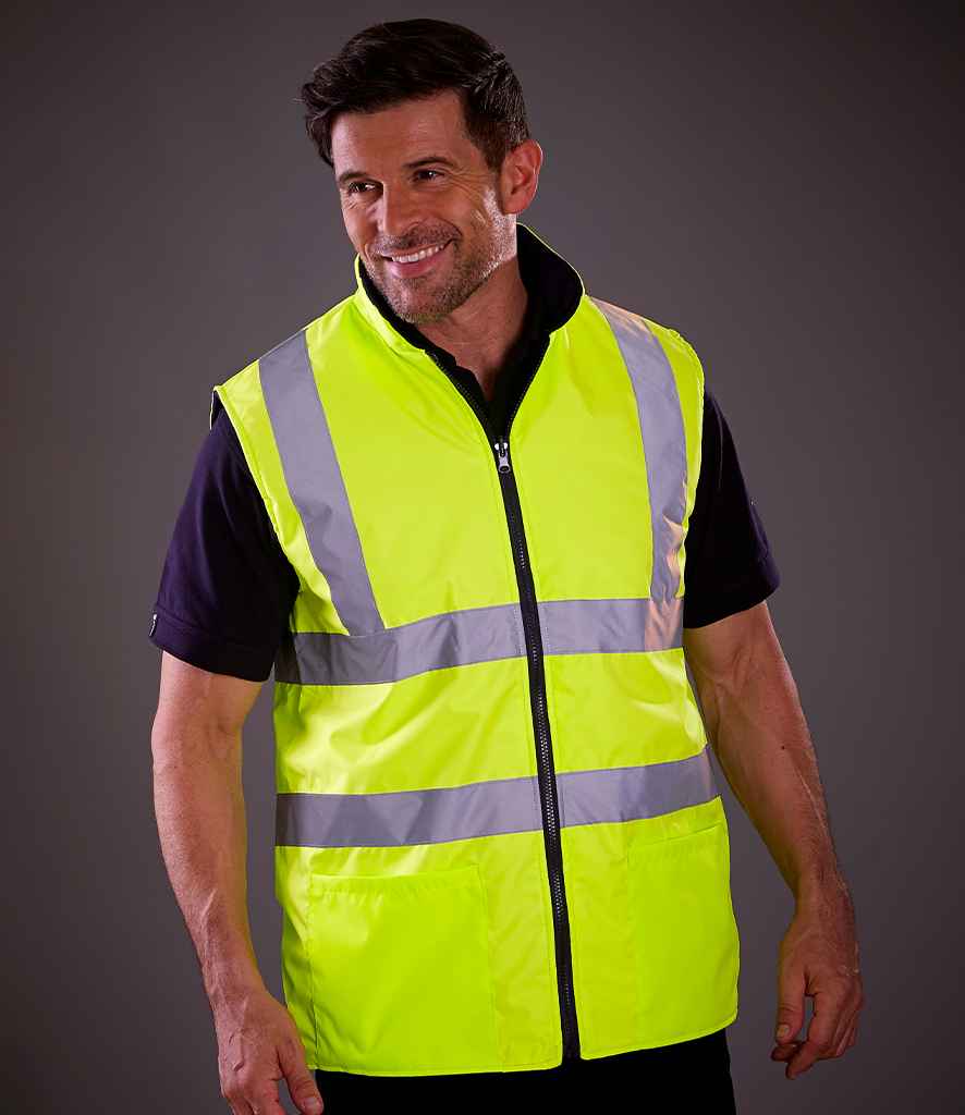 Yoko Hi-Vis Reversible Fleece Bodywarmer - Yellow (YK061)