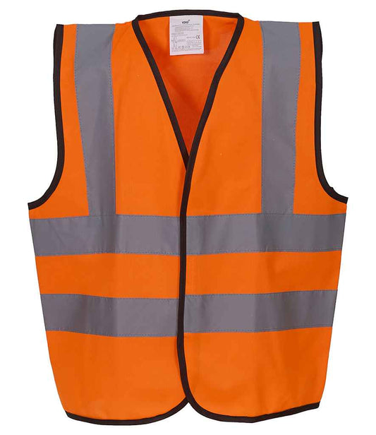 Yoko Kids Hi-Vis Two Band and Braces Waistcoat - Orange (YK102B)