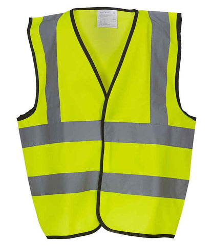 Yoko Kids Hi-Vis Two Band and Braces Waistcoat - Yellow (YK102B)