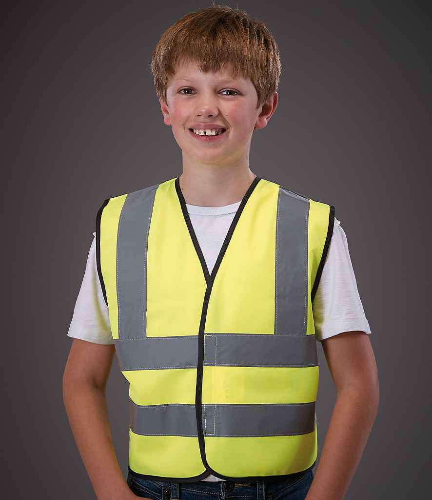 Yoko Kids Hi-Vis Two Band and Braces Waistcoat - Yellow (YK102B)