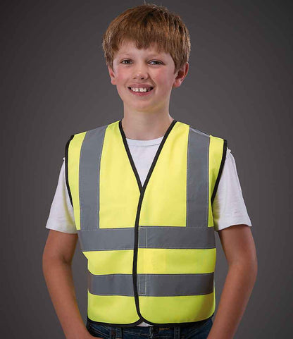 Yoko Kids Hi-Vis Two Band and Braces Waistcoat - Yellow (YK102B)