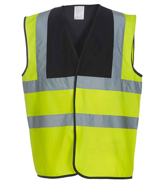 Yoko Hi-Vis Two Band and Braces Waistcoat - Black/Yellow (YK102)