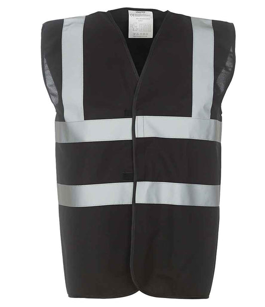 Yoko Hi-Vis Two Band and Braces Waistcoat - Black (YK102)
