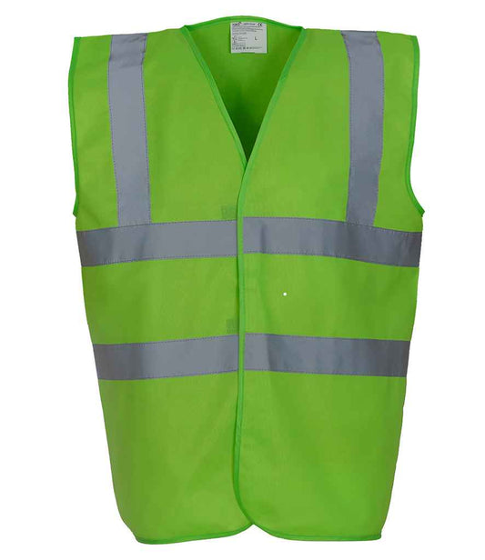 Yoko Hi-Vis Two Band and Braces Waistcoat - Lime Green (YK102)