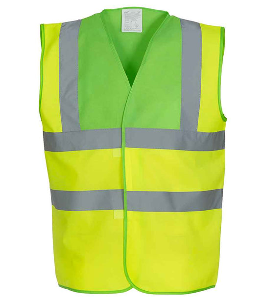 Yoko Hi-Vis Two Band and Braces Waistcoat - Lime Green/Yellow (YK102)