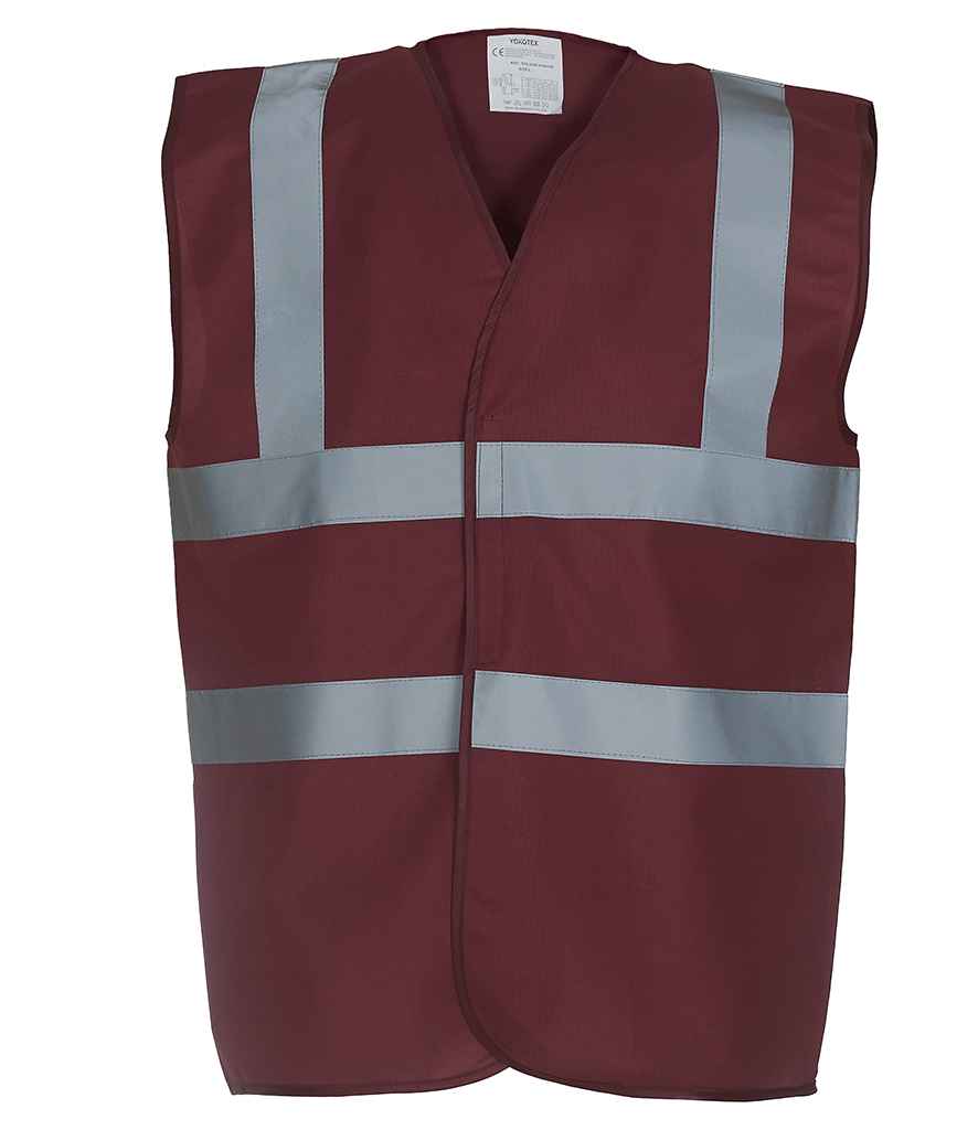 Yoko Hi-Vis Two Band and Braces Waistcoat - Maroon (YK102)