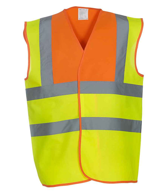 Yoko Hi-Vis Two Band and Braces Waistcoat - Orange/Yellow (YK102)
