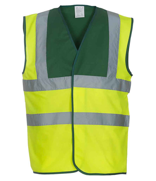 Yoko Hi-Vis Two Band and Braces Waistcoat - Paramedic Green/Yellow (YK102)