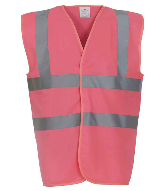 Yoko Hi-Vis Two Band and Braces Waistcoat - Pink (YK102)