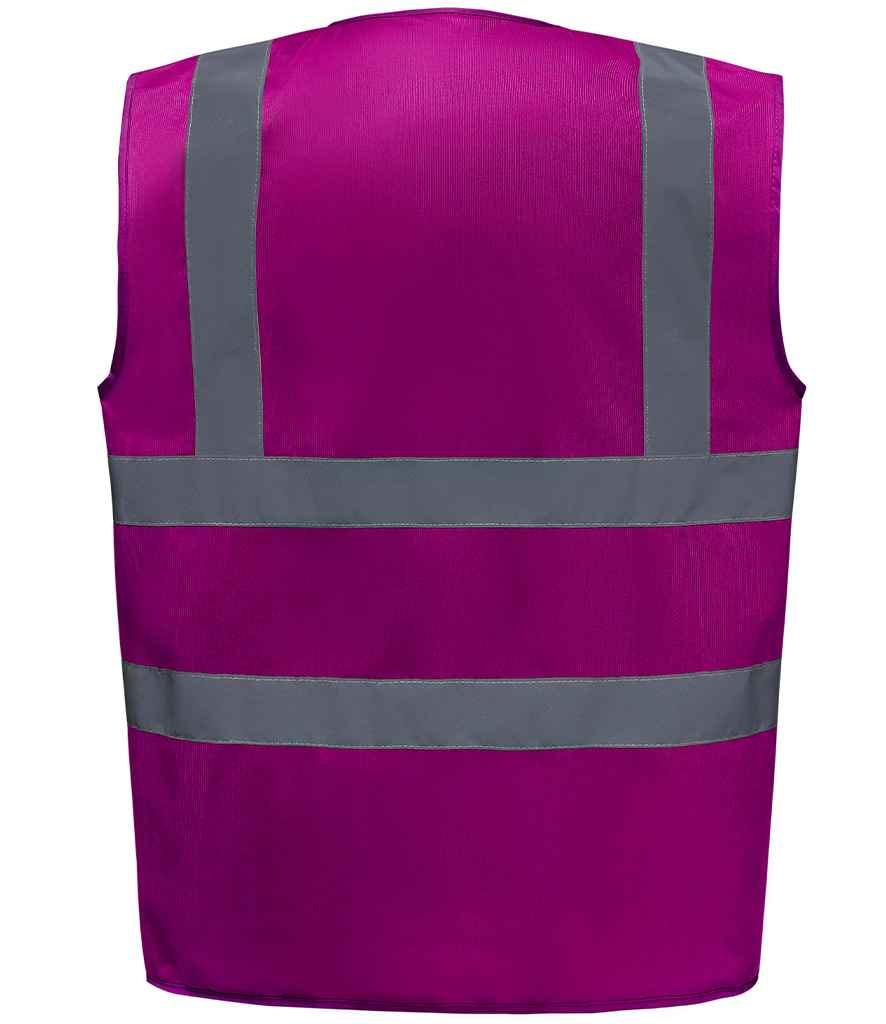 Yoko Hi-Vis Two Band and Braces Waistcoat - Raspberry (YK102)