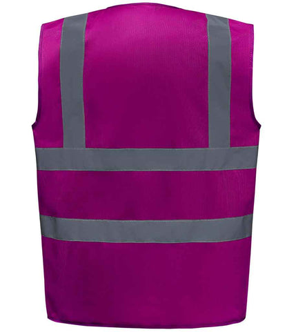 Yoko Hi-Vis Two Band and Braces Waistcoat - Raspberry (YK102)