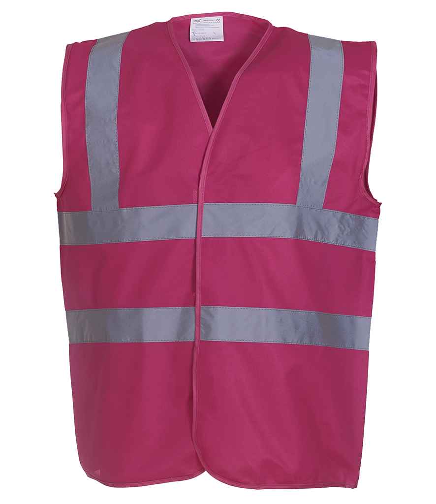 Yoko Hi-Vis Two Band and Braces Waistcoat - Raspberry (YK102)