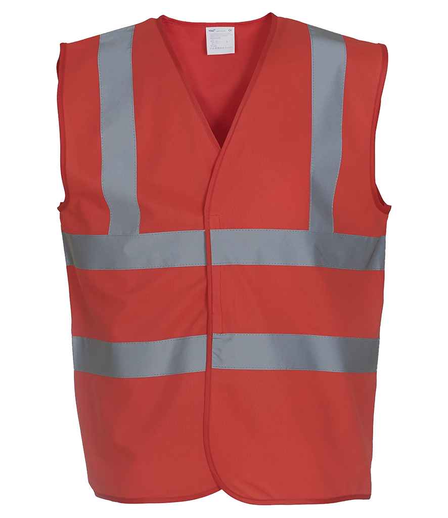Yoko Hi-Vis Two Band and Braces Waistcoat - Red (YK102)