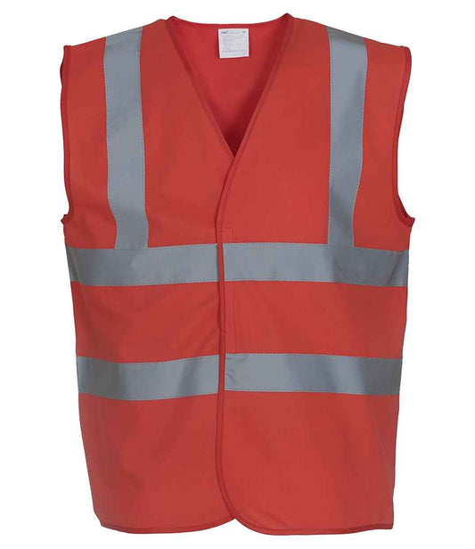 Yoko Hi-Vis Two Band and Braces Waistcoat - Red (YK102)