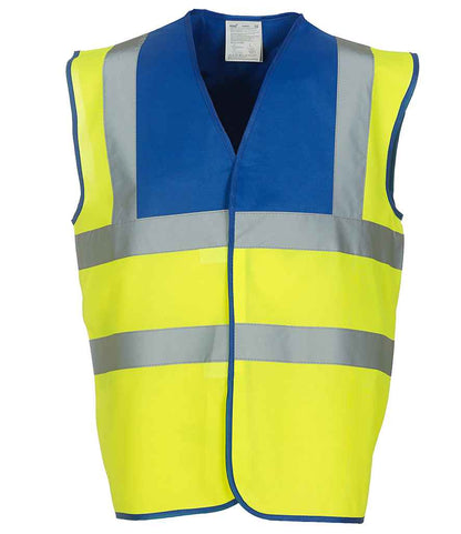 Yoko Hi-Vis Two Band and Braces Waistcoat - Royal Blue/Yellow (YK102)