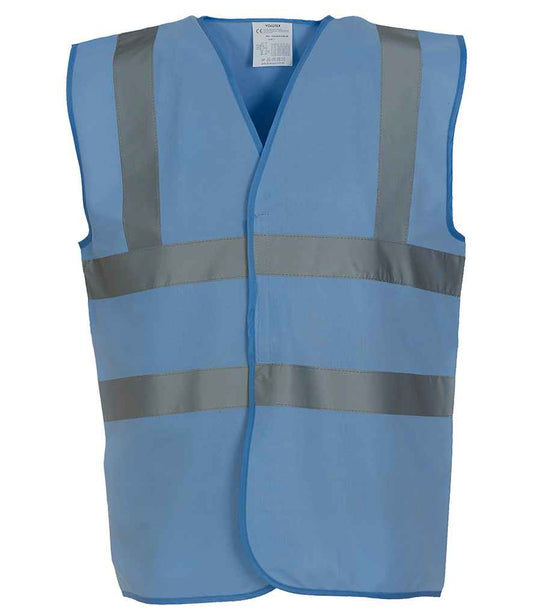 Yoko Hi-Vis Two Band and Braces Waistcoat - Sky Blue (YK102)