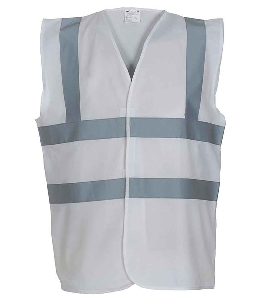 Yoko Hi-Vis Two Band and Braces Waistcoat - White (YK102)