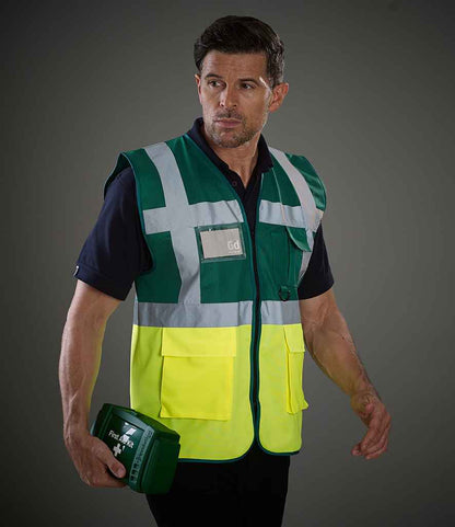 Yoko Executive Waistcoat - Paramedic Green/Yellow (YK103)