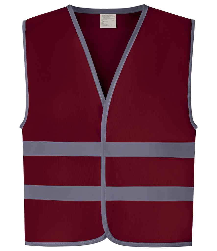 Yoko Kids Hi-Vis Two Band Waistcoat - Maroon (YK106B)
