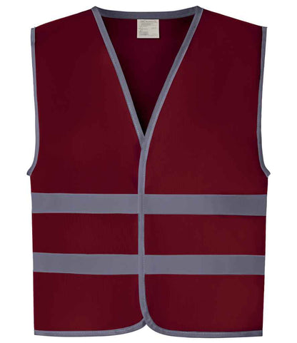 Yoko Kids Hi-Vis Two Band Waistcoat - Maroon (YK106B)