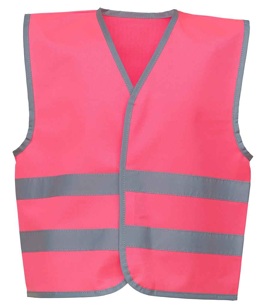 Yoko Kids Hi-Vis Two Band Waistcoat - Pink (YK106B)