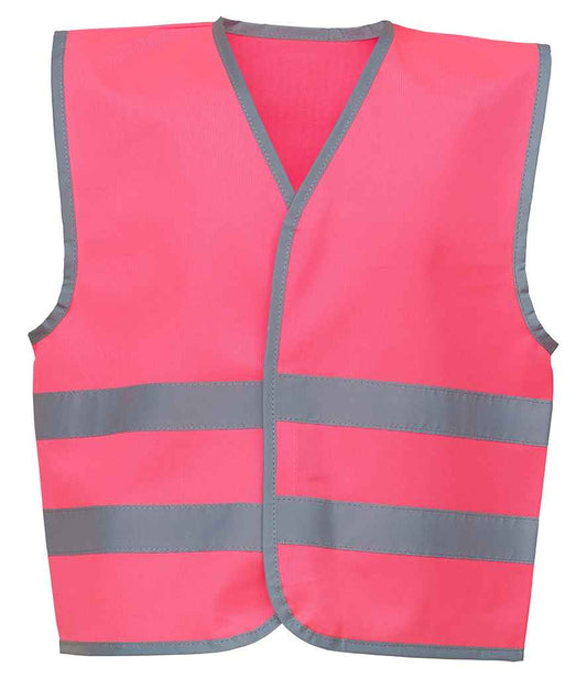 Yoko Kids Hi-Vis Two Band Waistcoat - Pink (YK106B)