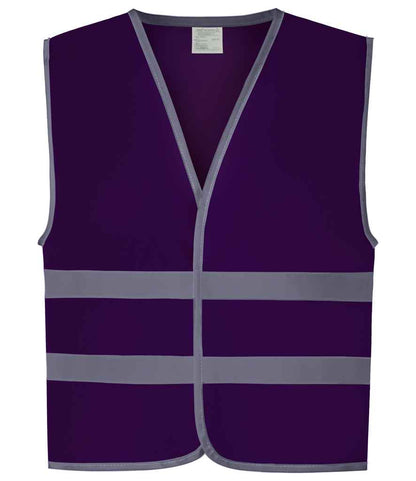 Yoko Kids Hi-Vis Two Band Waistcoat - Purple (YK106B)