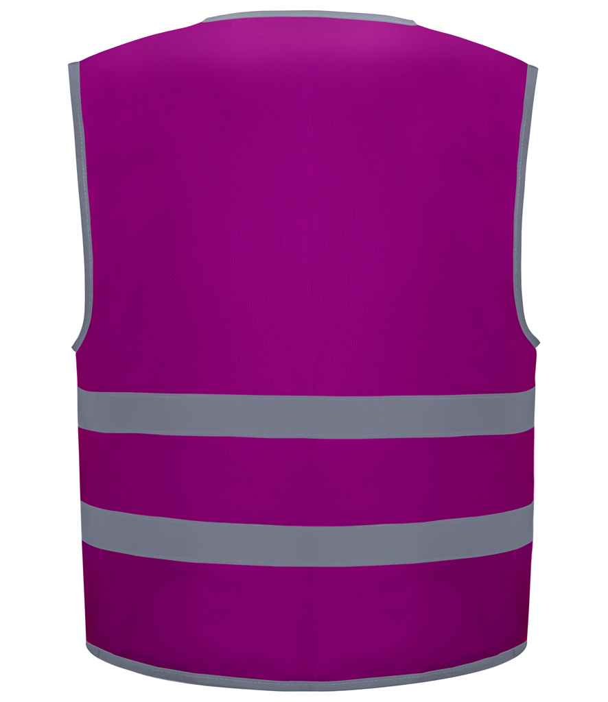 Yoko Kids Hi-Vis Two Band Waistcoat - Raspberry (YK106B)