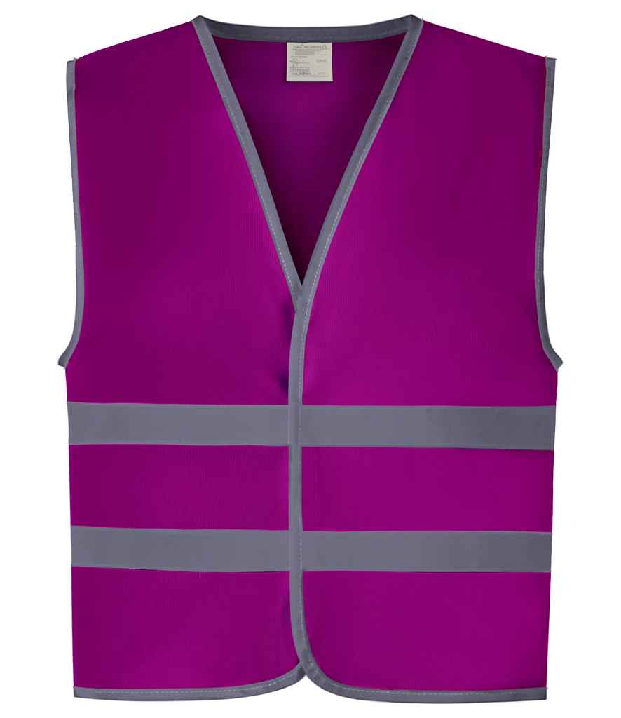 Yoko Kids Hi-Vis Two Band Waistcoat - Raspberry (YK106B)