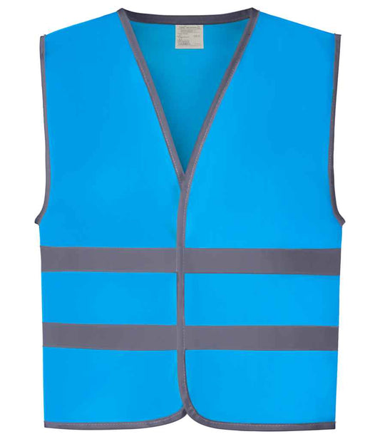 Yoko Kids Hi-Vis Two Band Waistcoat - Sapphire Blue (YK106B)