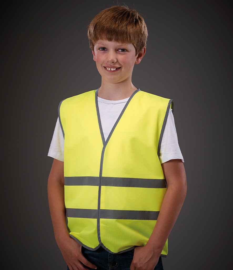 Yoko Kids Hi-Vis Two Band Waistcoat - Yellow (YK106B)