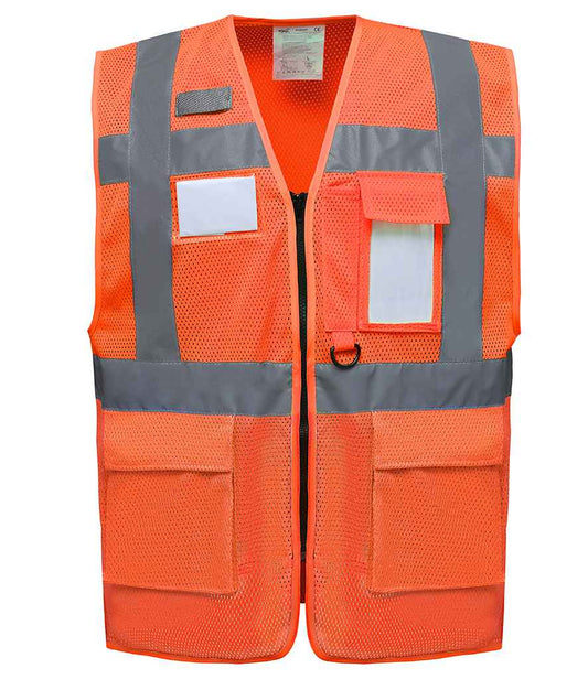 Yoko Hi-Vis Top Cool Open Mesh Executive Waistcoat - Orange (YK107)