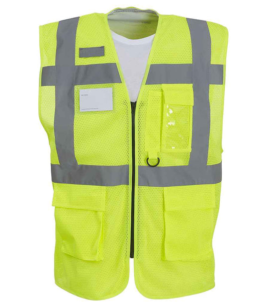 Yoko Hi-Vis Top Cool Open Mesh Executive Waistcoat - Yellow (YK107)