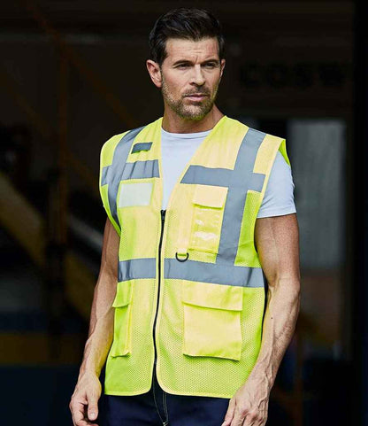 Yoko Hi-Vis Top Cool Open Mesh Executive Waistcoat - Yellow (YK107)