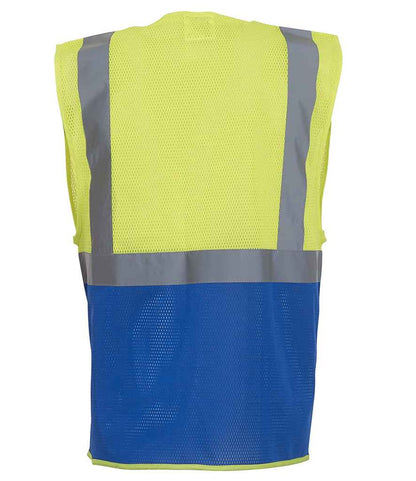 Yoko Hi-Vis Top Cool Open Mesh Executive Waistcoat - Yellow/Royal Blue (YK107)