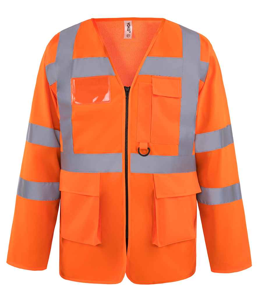 Yoko Hi-Vis Executive Long Sleeve Waistcoat - Orange (YK108)