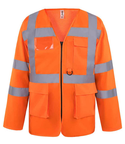 Yoko Hi-Vis Executive Long Sleeve Waistcoat - Orange (YK108)
