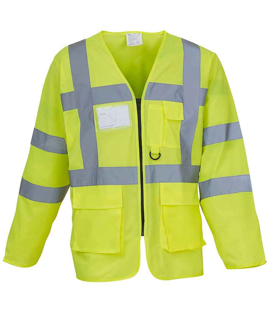 Yoko Hi-Vis Executive Long Sleeve Waistcoat - Yellow (YK108)