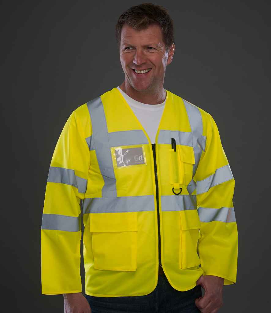 Yoko Hi-Vis Executive Long Sleeve Waistcoat - Yellow (YK108)